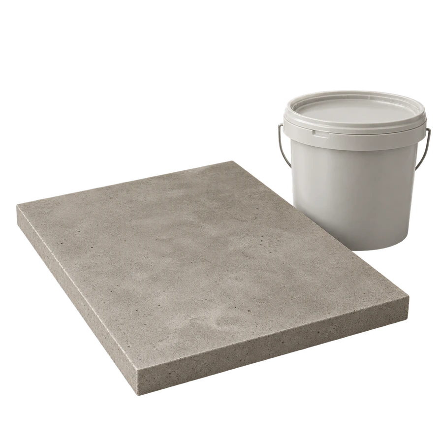 Süper beton yüzey örneği ve nötr ürün kovası